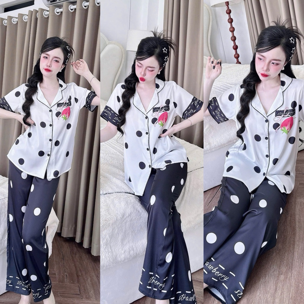 Đồ bộ pijama BOLOBALA SP_253 mặc nhà quần dài áo tay ngắn chất lụa latin mẫu mới