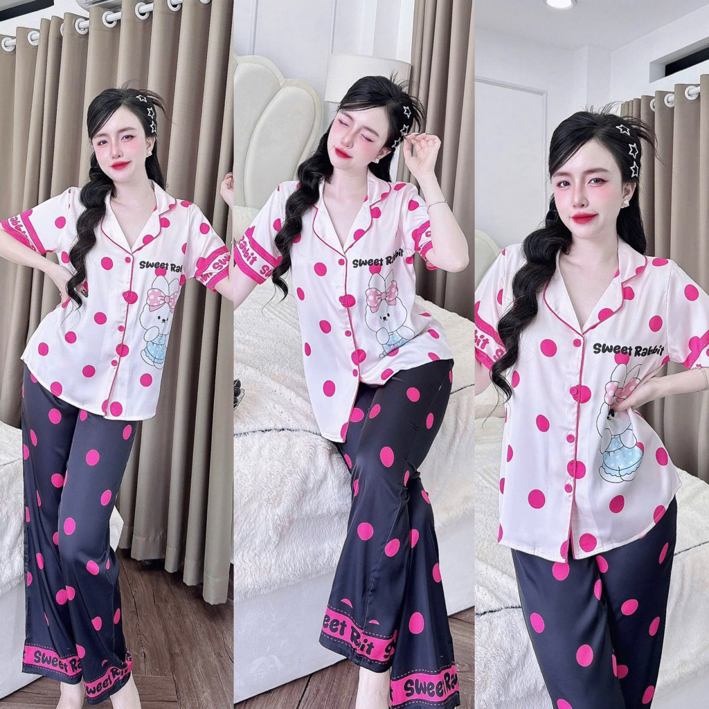 Đồ bộ pijama BOLOBALA SP_253 mặc nhà quần dài áo tay ngắn chất lụa latin mẫu mới