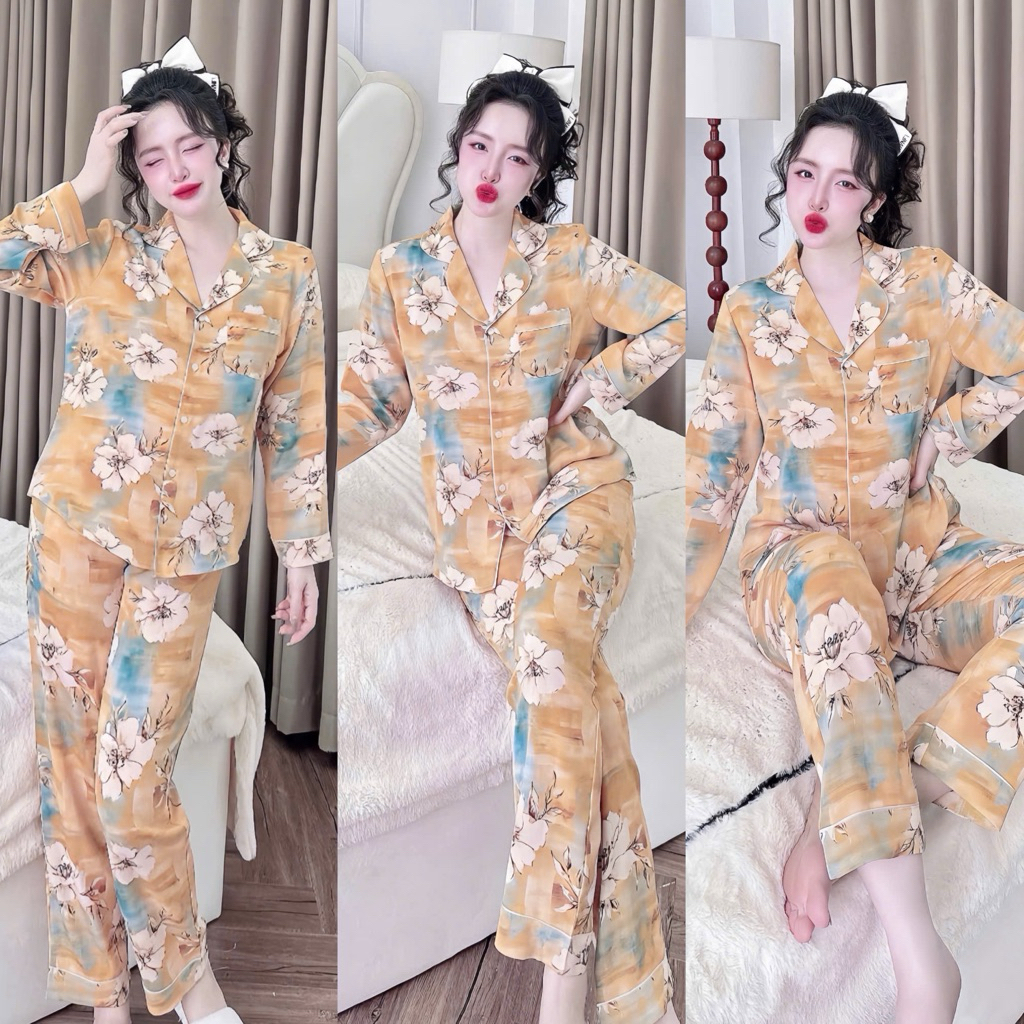 Đồ bộ pijama BOLOBALA SP_256 mặc nhà quần dài áo tay dài chất lụa mango cực mịn, hàng đẹp