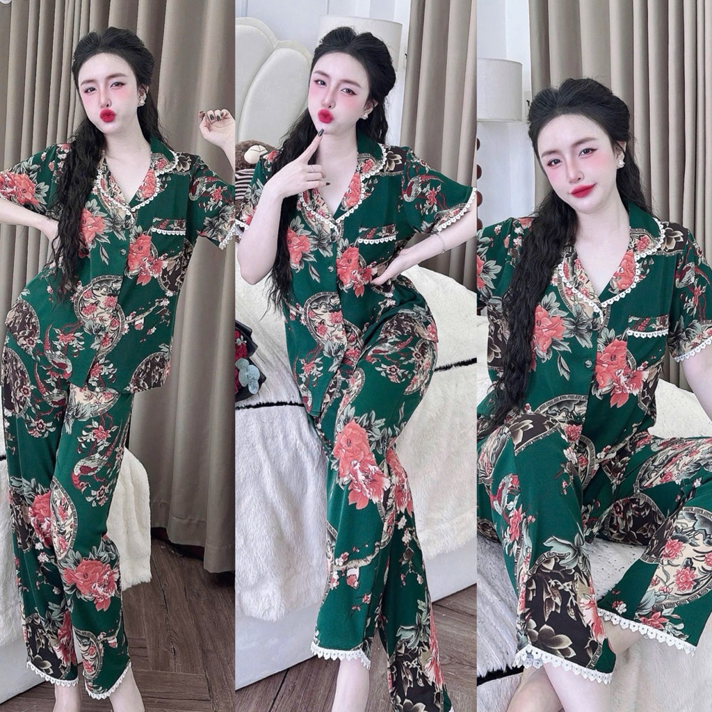 Đồ bộ pijama BOLOBALA nữ SP_258 mặc nhà quần dài áo tay ngắn phom truyền thống chất lụa mango loại đẹp