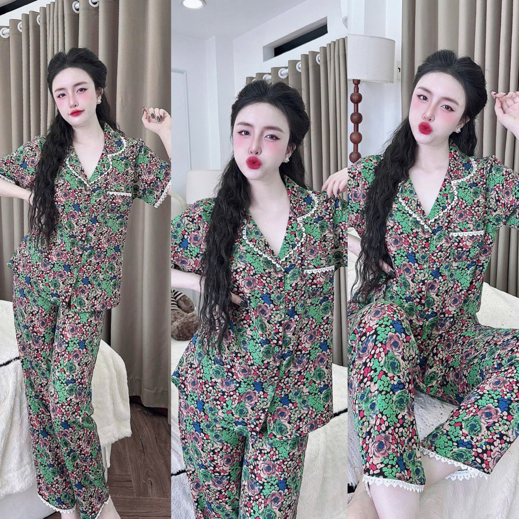 Đồ bộ pijama BOLOBALA nữ SP_258 mặc nhà quần dài áo tay ngắn phom truyền thống chất lụa mango loại đẹp