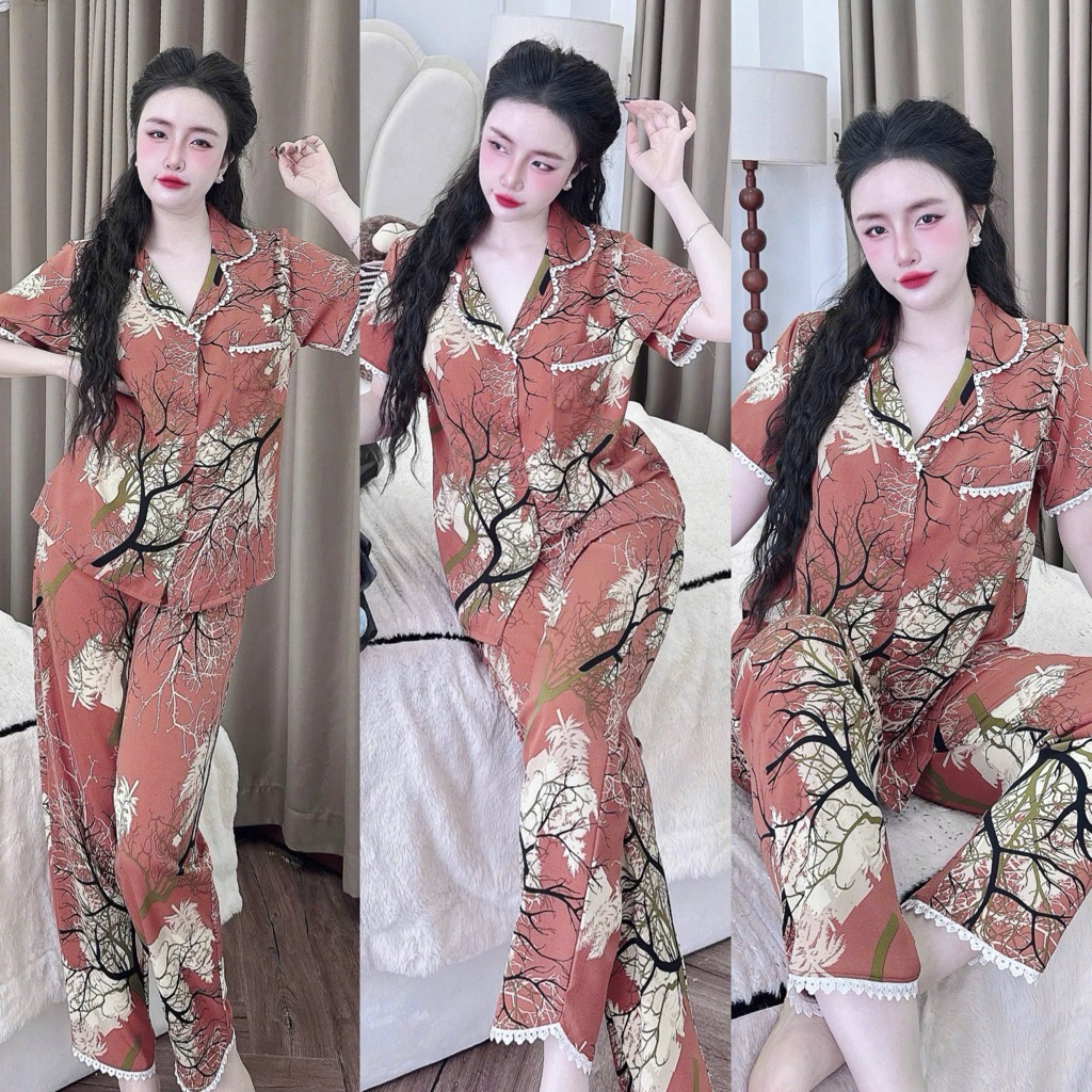 Đồ bộ pijama BOLOBALA nữ SP_258 mặc nhà quần dài áo tay ngắn phom truyền thống chất lụa mango loại đẹp