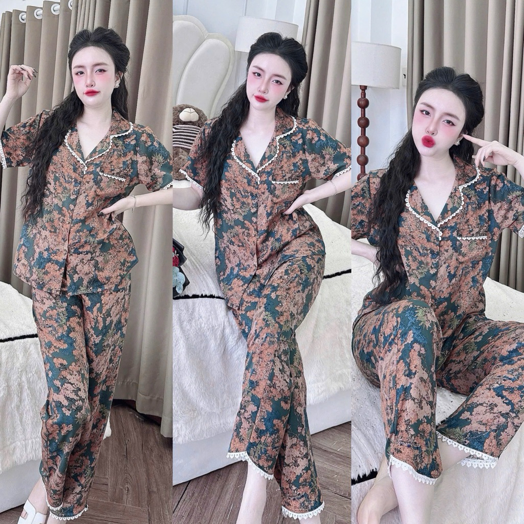 Đồ bộ pijama BOLOBALA nữ SP_258 mặc nhà quần dài áo tay ngắn phom truyền thống chất lụa mango loại đẹp