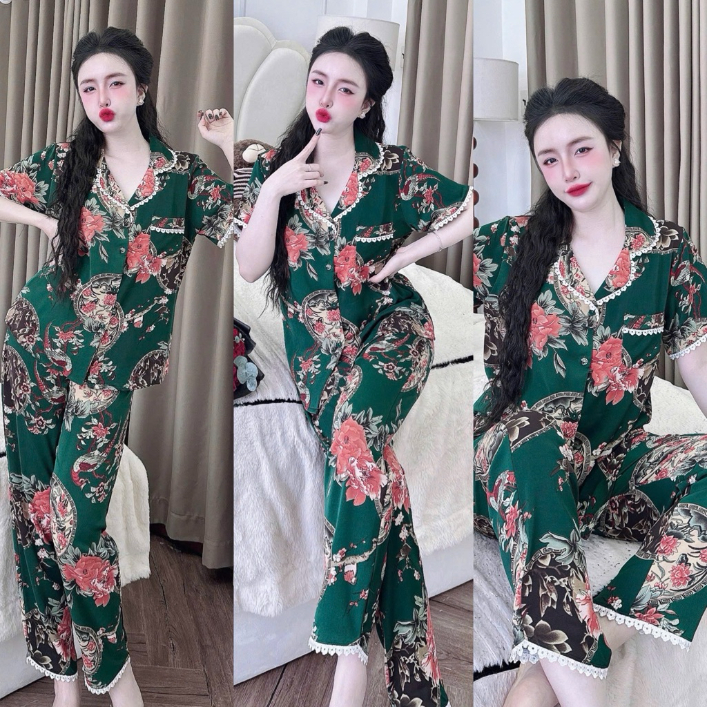 Đồ bộ pijama BOLOBALA nữ SP_258 mặc nhà quần dài áo tay ngắn phom truyền thống chất lụa mango loại đẹp