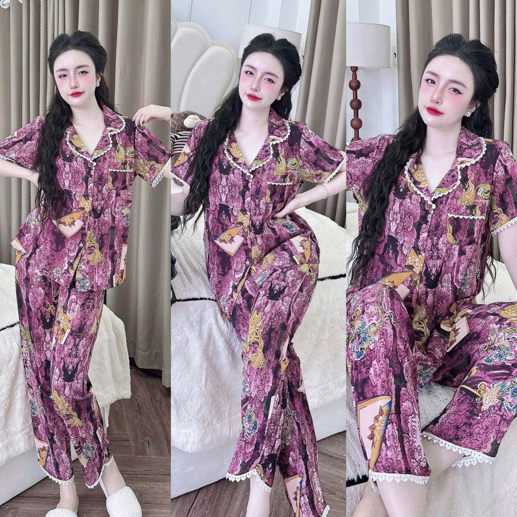 Đồ bộ pijama BOLOBALA nữ SP_258 mặc nhà quần dài áo tay ngắn phom truyền thống chất lụa mango loại đẹp