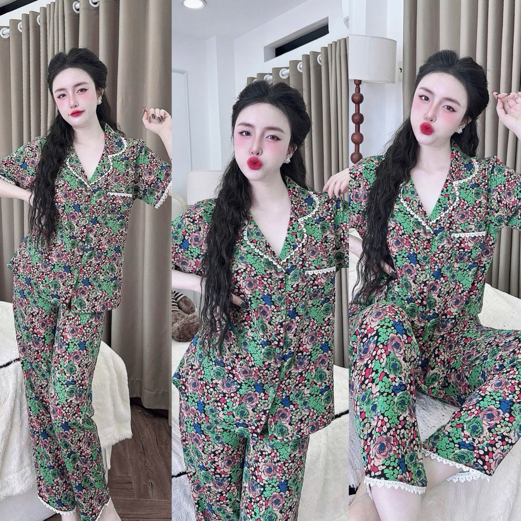 Đồ bộ pijama BOLOBALA nữ SP_258 mặc nhà quần dài áo tay ngắn phom truyền thống chất lụa mango loại đẹp
