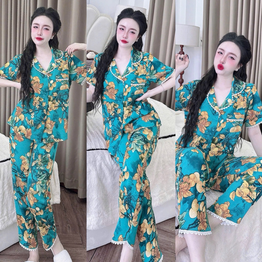 Đồ bộ pijama BOLOBALA nữ SP_258 mặc nhà quần dài áo tay ngắn phom truyền thống chất lụa mango loại đẹp