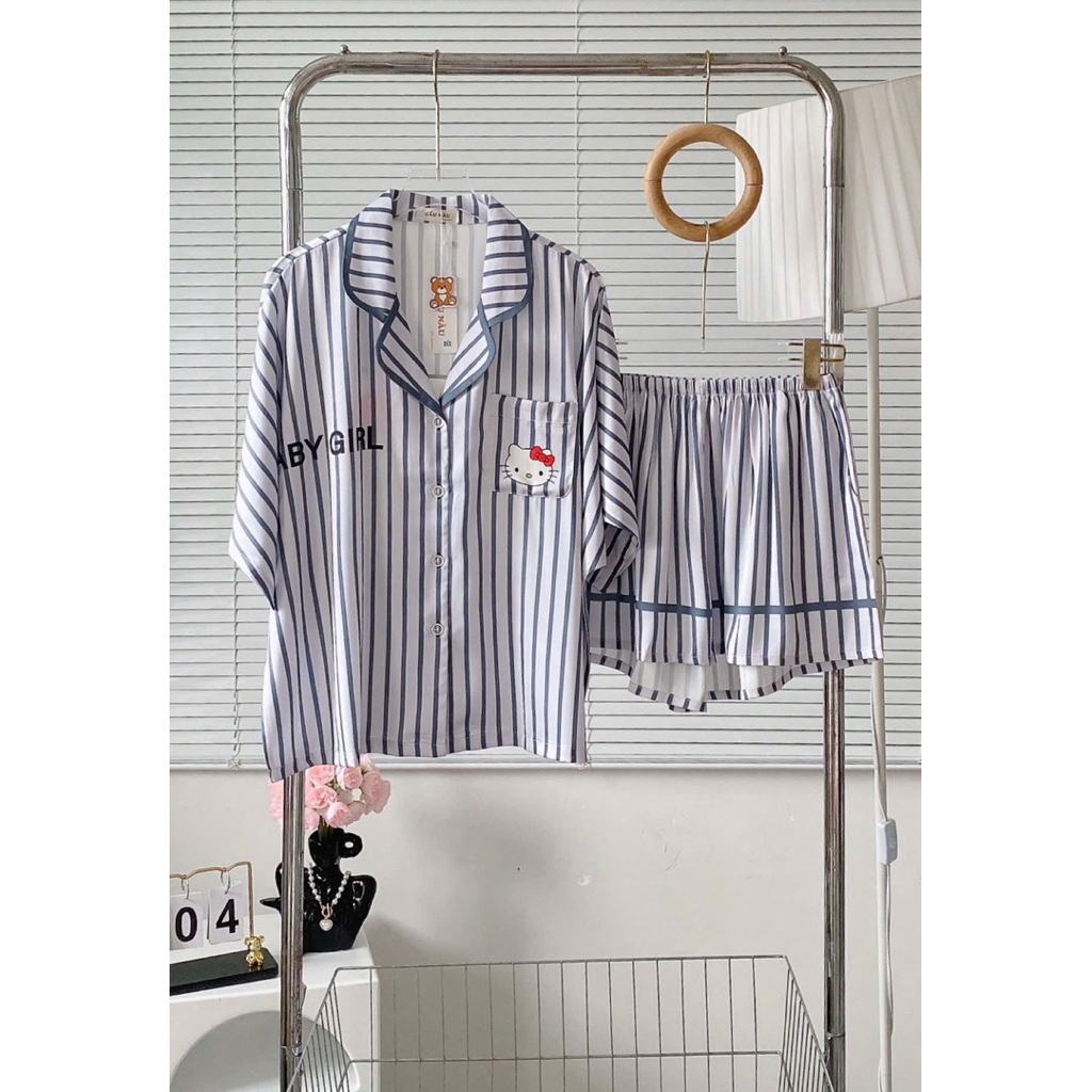 Đồ bộ pijama nữ Bolobala lụa latin mặc nhà SP_262 quần đùi áo tay ngắn cánh dơi hàng cao cấp
