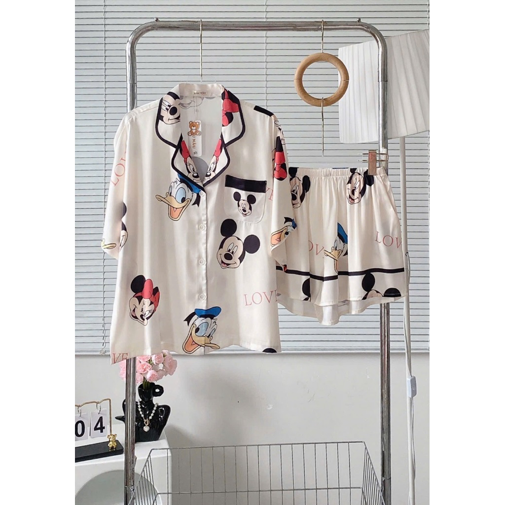 Đồ bộ pijama nữ Bolobala lụa latin mặc nhà SP_262 quần đùi áo tay ngắn cánh dơi hàng cao cấp