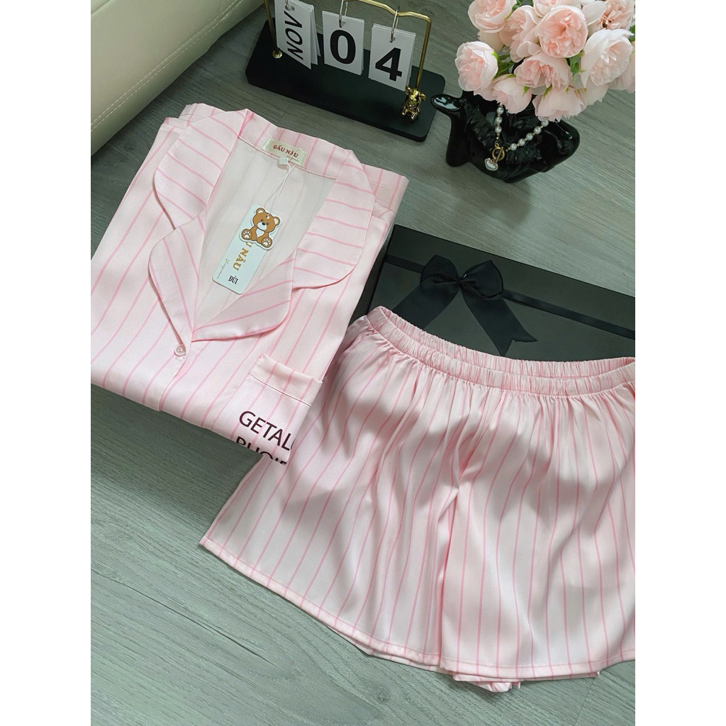 Đồ bộ pijama nữ Bolobala lụa latin mặc nhà SP_262 quần đùi áo tay ngắn cánh dơi hàng cao cấp