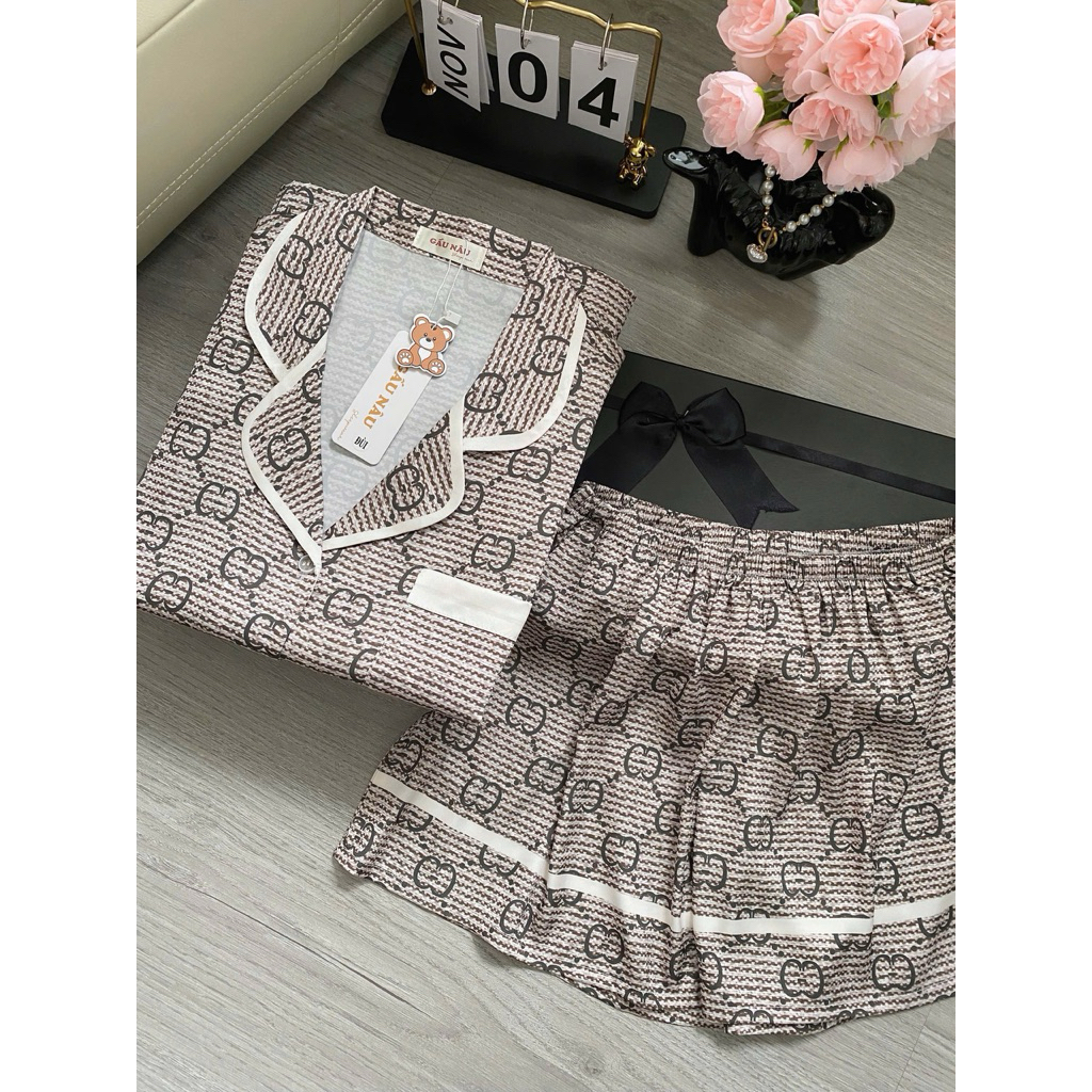 Đồ bộ pijama nữ Bolobala lụa latin mặc nhà SP_262 quần đùi áo tay ngắn cánh dơi hàng cao cấp