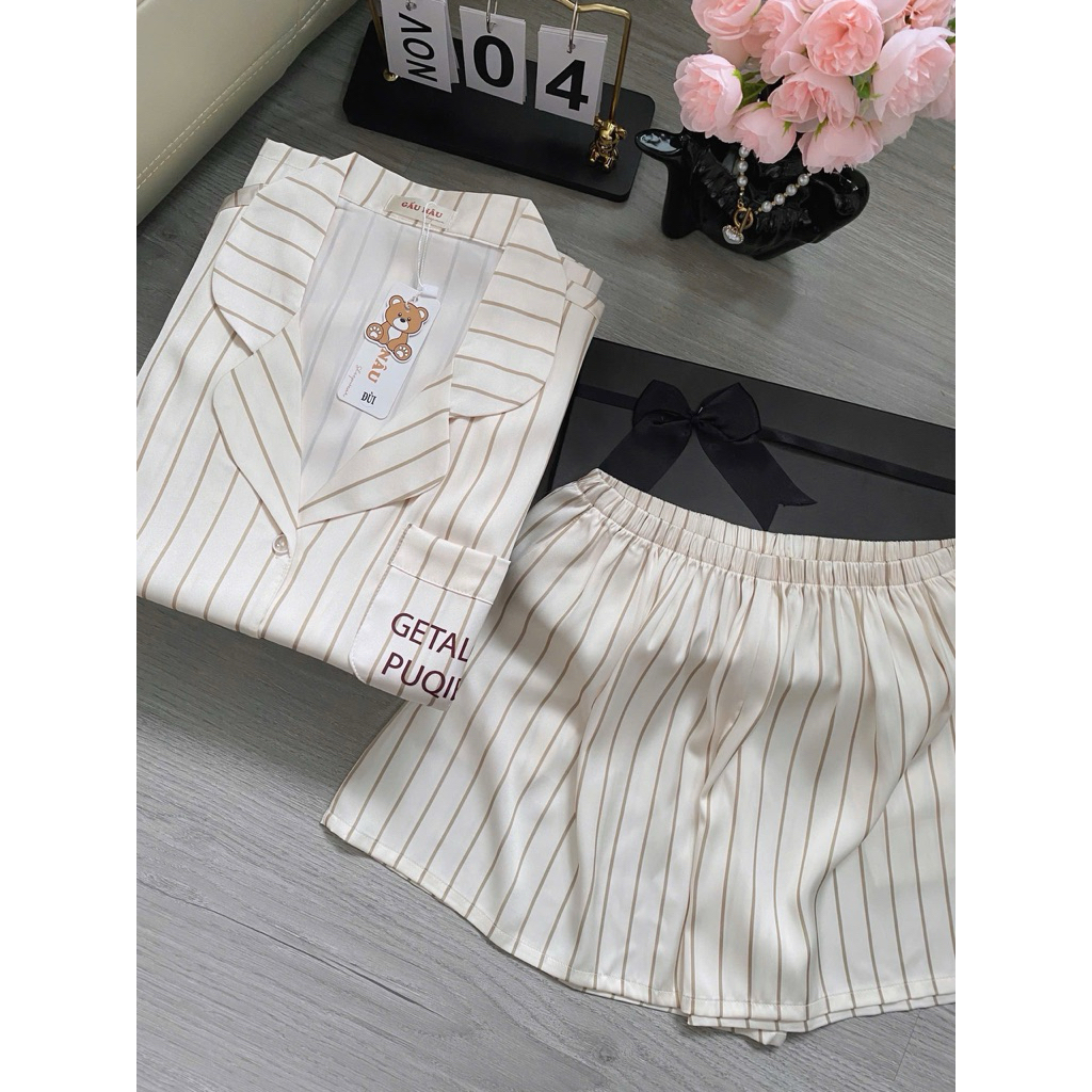 Đồ bộ pijama nữ Bolobala lụa latin mặc nhà SP_262 quần đùi áo tay ngắn cánh dơi hàng cao cấp