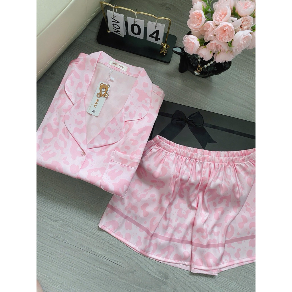 Đồ bộ pijama nữ Bolobala lụa latin mặc nhà SP_262 quần đùi áo tay ngắn cánh dơi hàng cao cấp