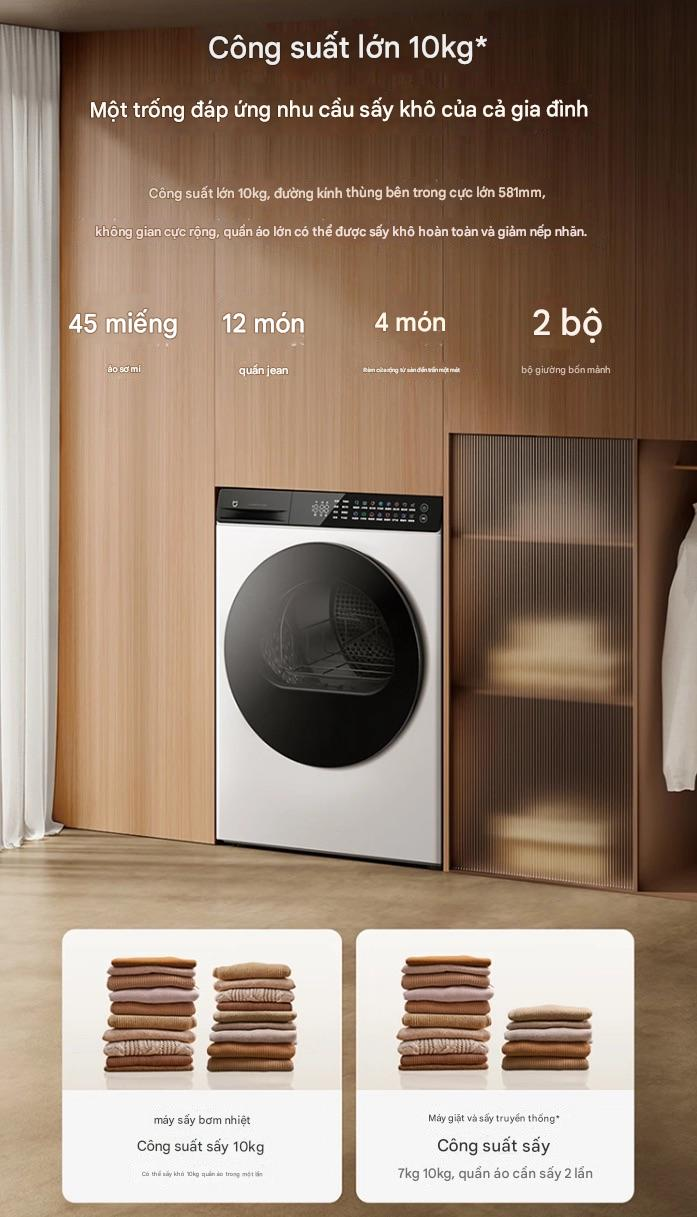 Xiaomi ra mắt máy sấy bơm nhiệt: Tải trọng 10Kg, thiết kế siêu mỏng, giá 12.5 triệu đồng