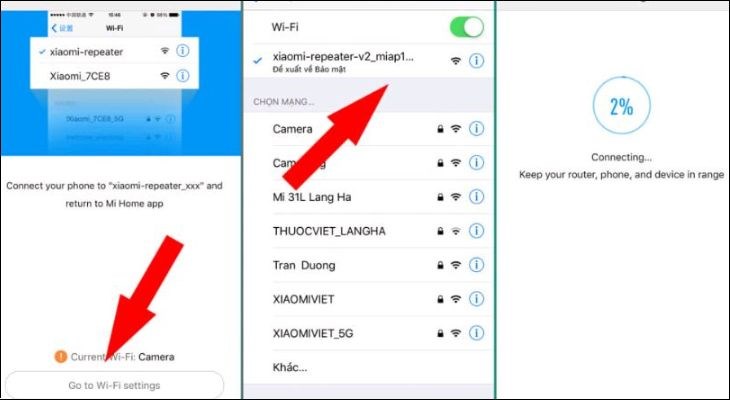 Hoàn tất việc cài đặt sau khi bạn đã nhấn vào Wifi Xiaomi WiFi do Repeater Pro phát ra