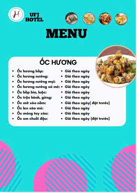 MENU NHÀ HÀNG  - KHÁCH SẠN