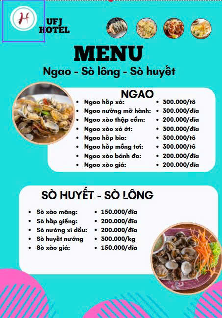 MENU NHÀ HÀNG  - KHÁCH SẠN
