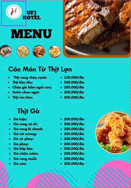 MENU NHÀ HÀNG  - KHÁCH SẠN