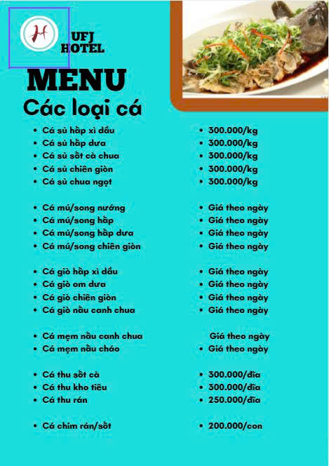 MENU NHÀ HÀNG  - KHÁCH SẠN