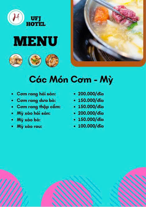 MENU NHÀ HÀNG  - KHÁCH SẠN