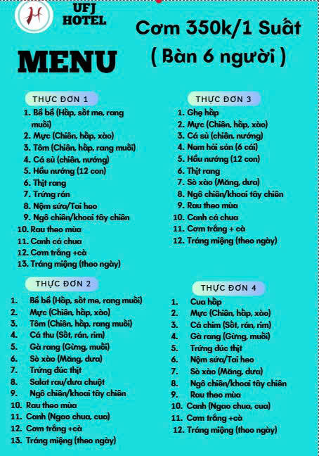MENU NHÀ HÀNG  - KHÁCH SẠN