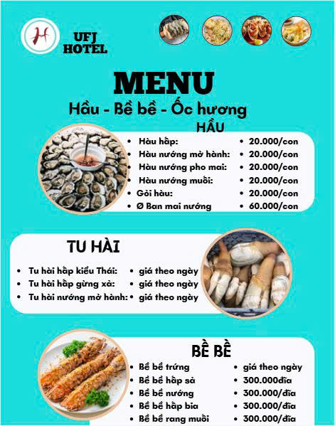 MENU NHÀ HÀNG  - KHÁCH SẠN