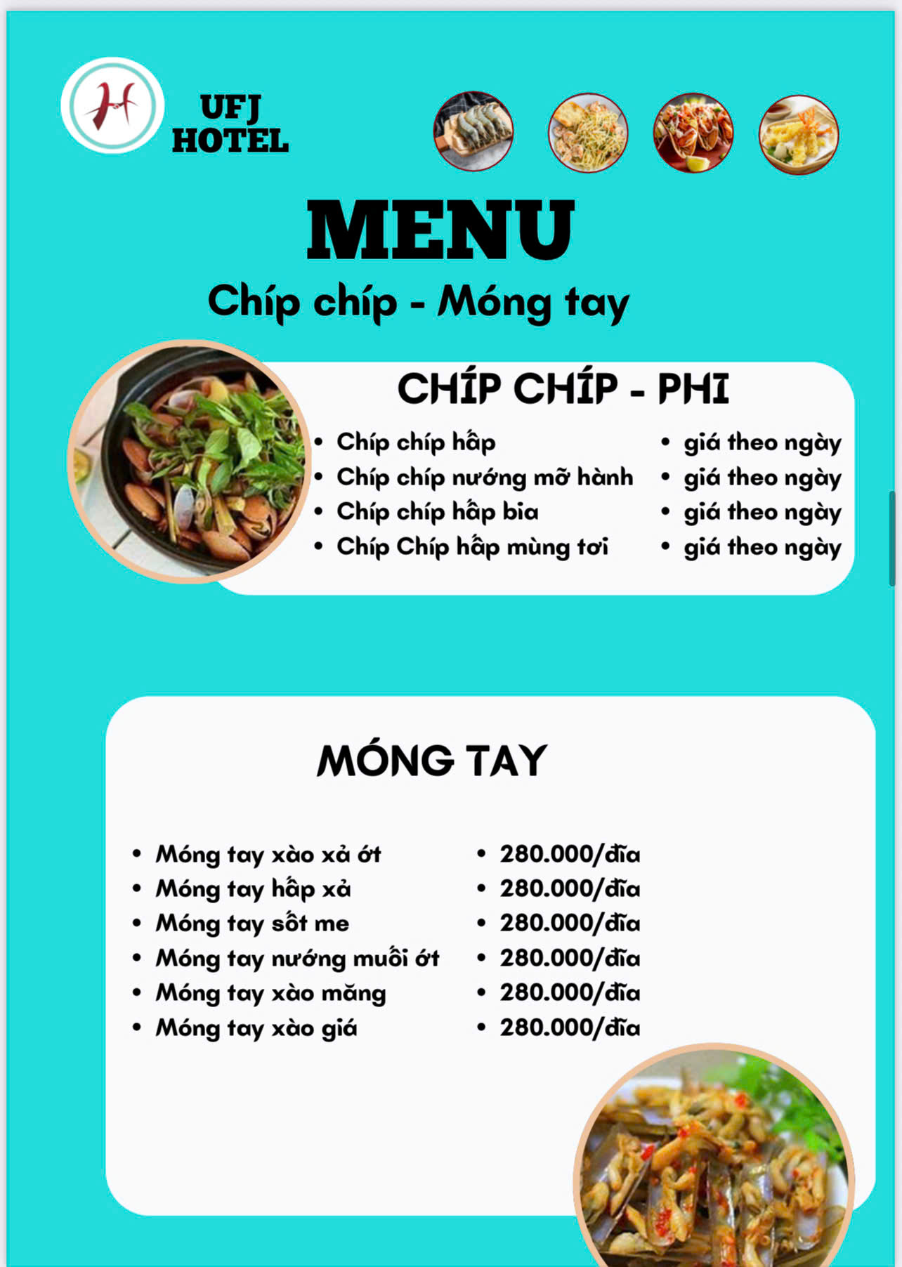 MENU NHÀ HÀNG  - KHÁCH SẠN