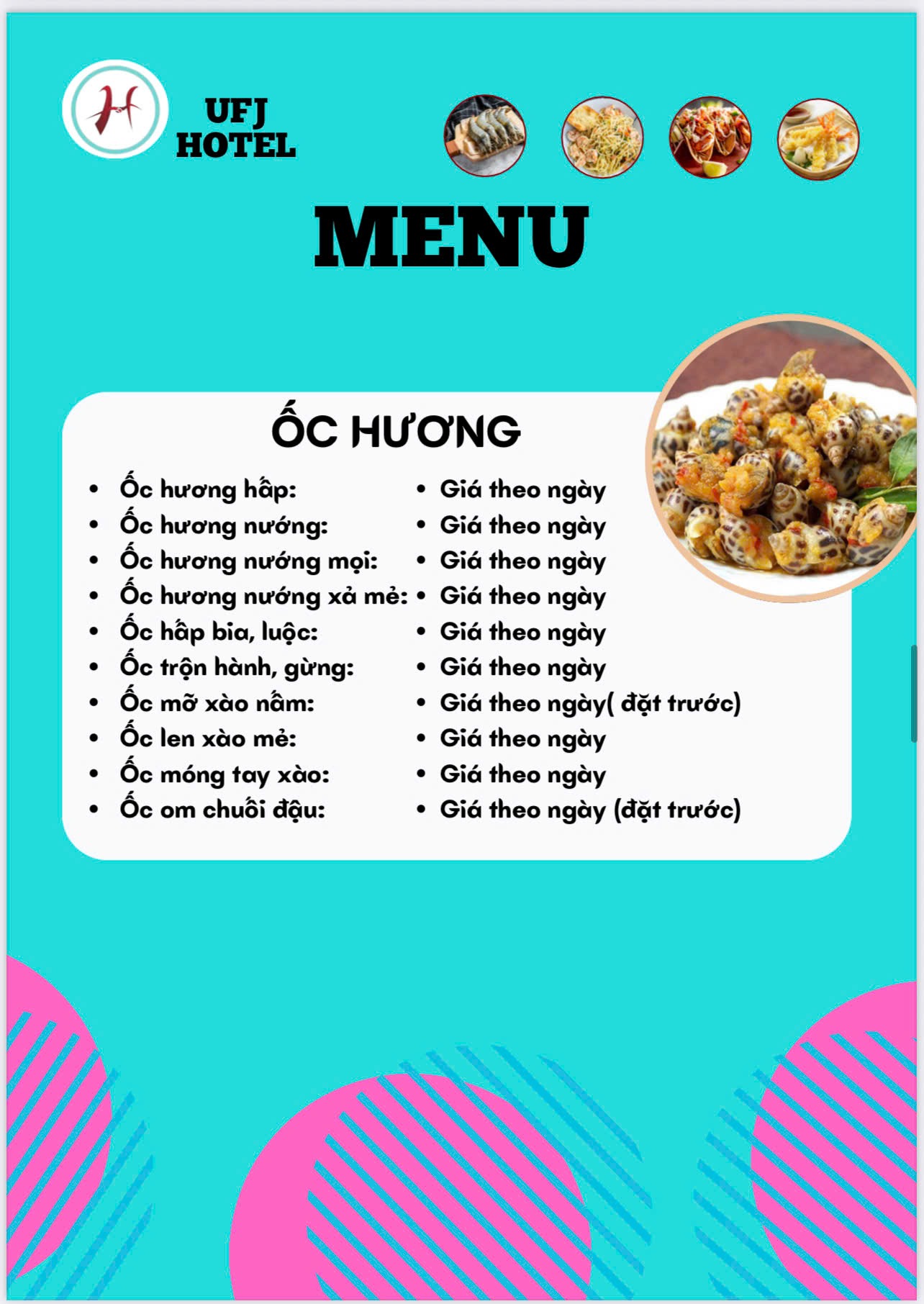 MENU NHÀ HÀNG  - KHÁCH SẠN