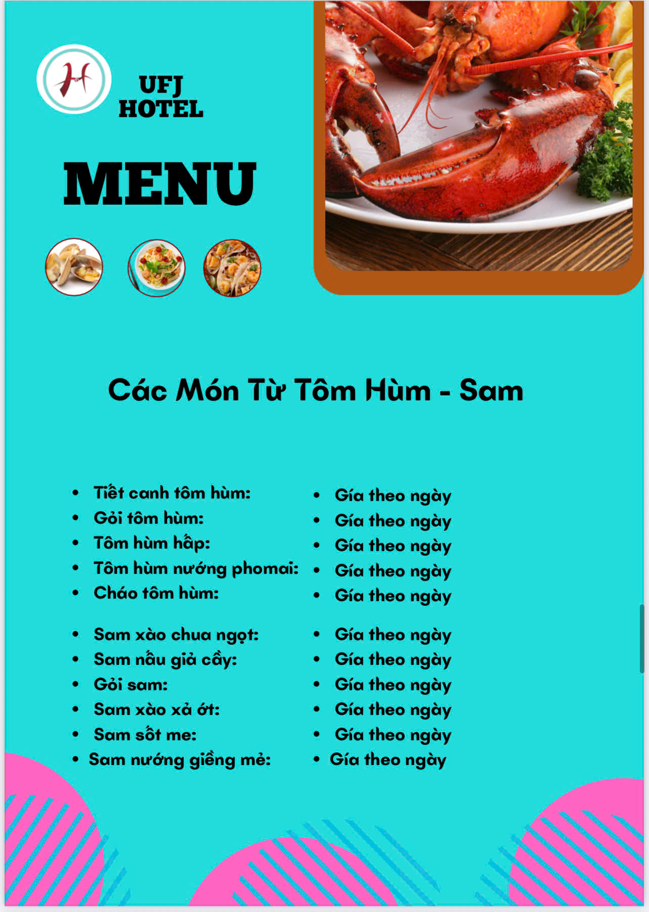 MENU NHÀ HÀNG  - KHÁCH SẠN