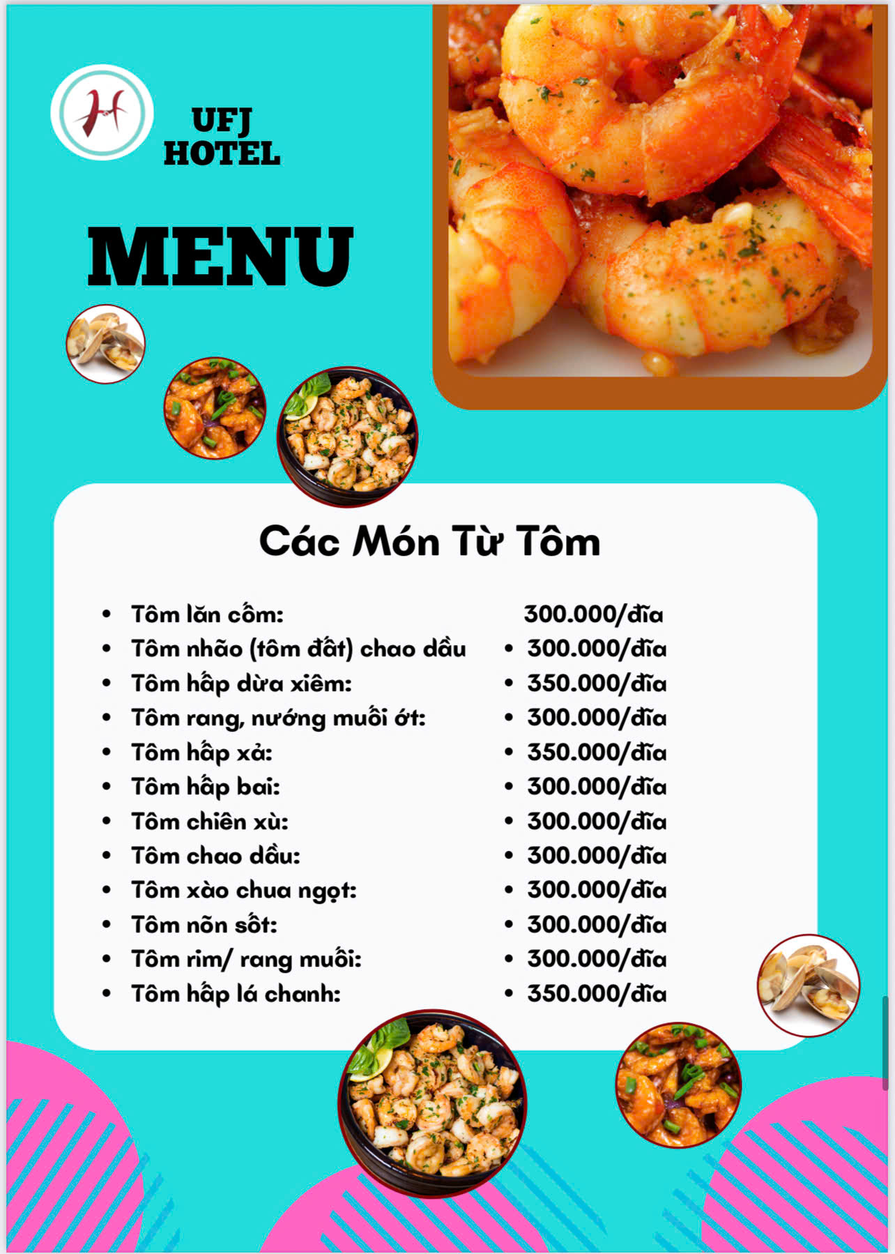 MENU NHÀ HÀNG  - KHÁCH SẠN