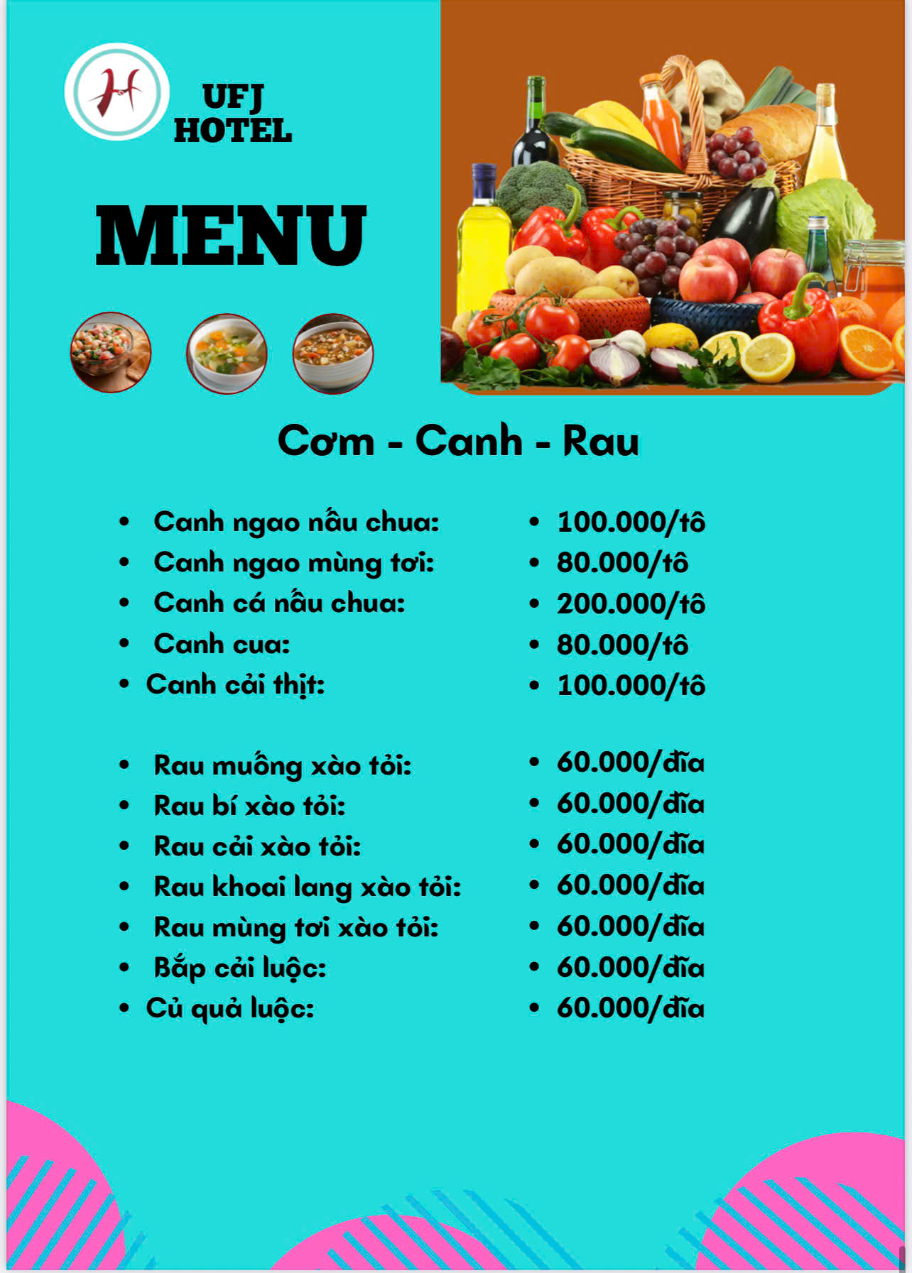 MENU NHÀ HÀNG  - KHÁCH SẠN