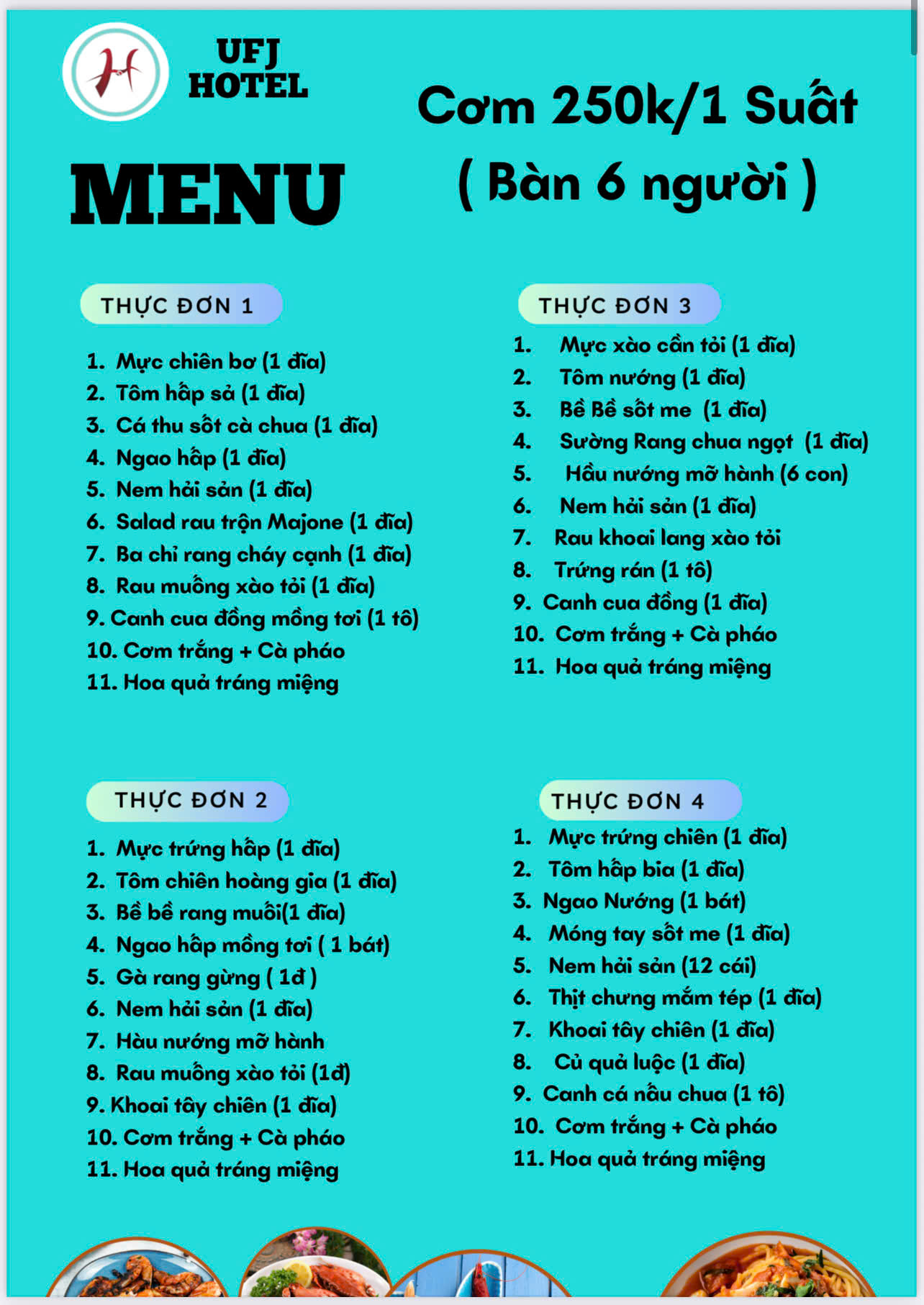 MENU NHÀ HÀNG  - KHÁCH SẠN