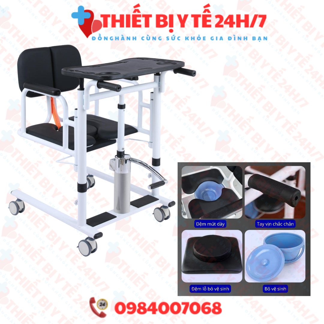 Ghế Nâng Chuyển Bệnh Nhân Có Đệm Ngồi Và Bàn Ăn XC-02