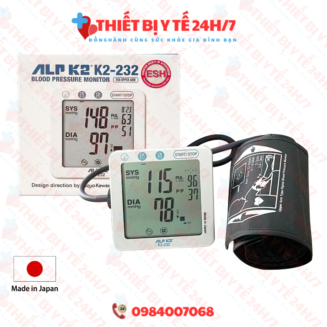 Máy Đo Huyết Áp Điện Tử Bắp Tay Chính Hãng Nhật Bản ALPK2 K2-232