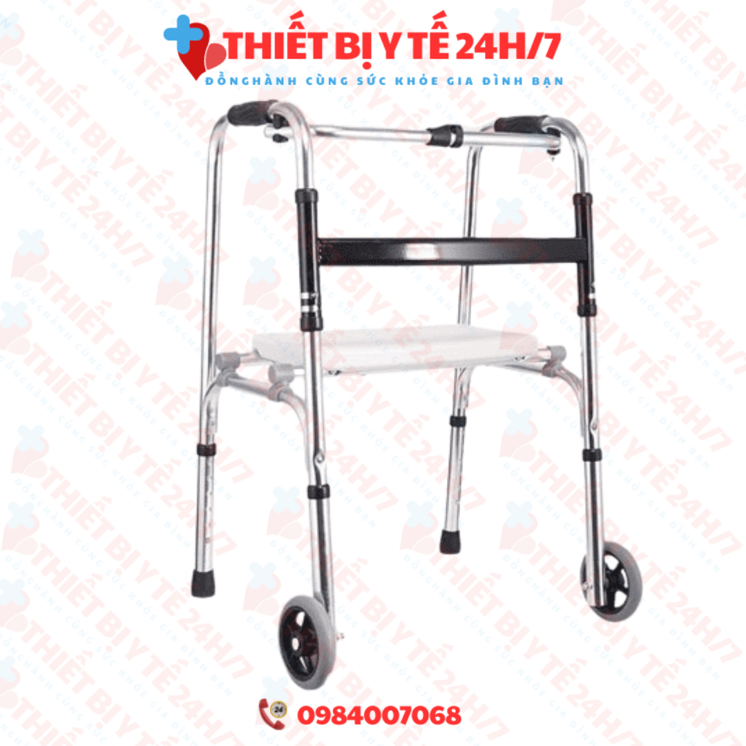 Khung Tập Đi Có Ghế Ngồi 2in1 Hợp Kim Nhôm Cao Cấp