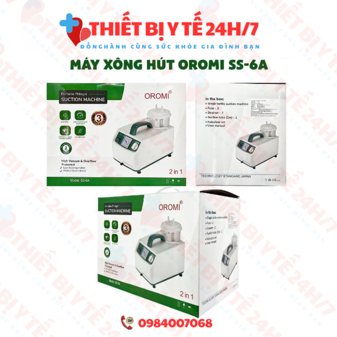 Máy xông hút + khí dung 2 trong 1 Oromi SS-6A 15L