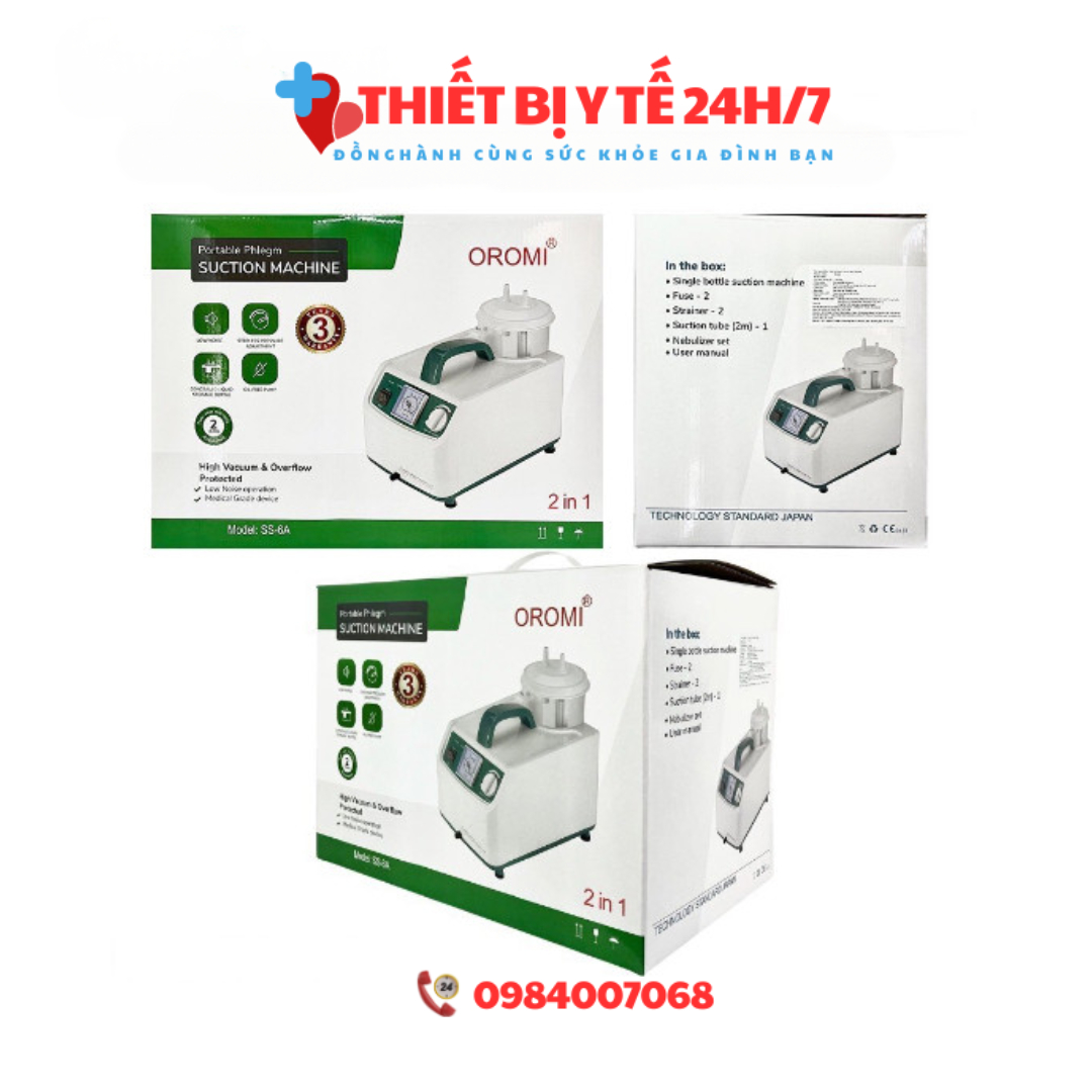 Máy xông khí dung và hút mũi chuyên dụng 2 trong 1 Oromi SS6A
