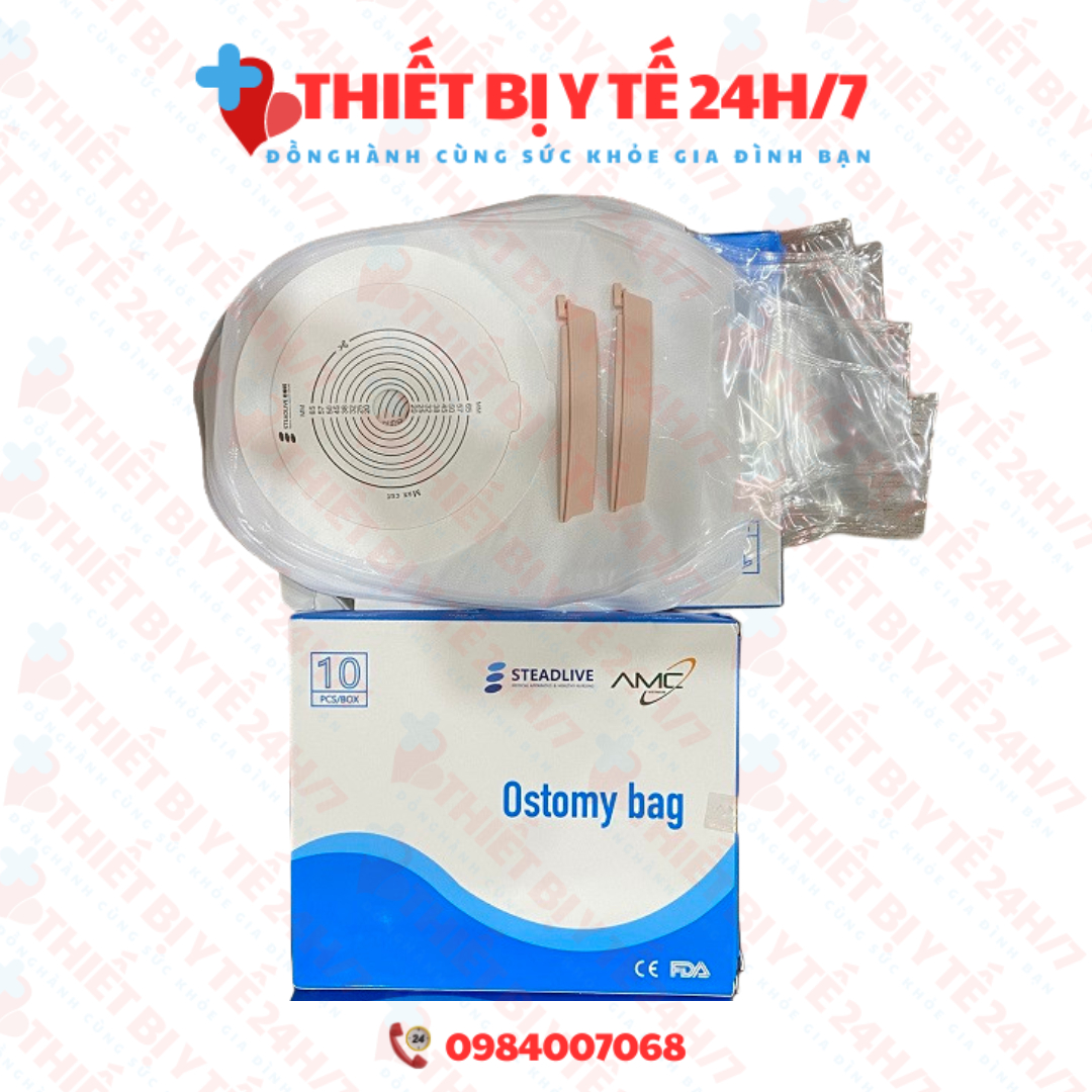 [CHÍNH HÃNG] Túi hậu môn nhân tạo cao cấp loại trắng trong 0232 hộp 10 cái + 2 kẹp