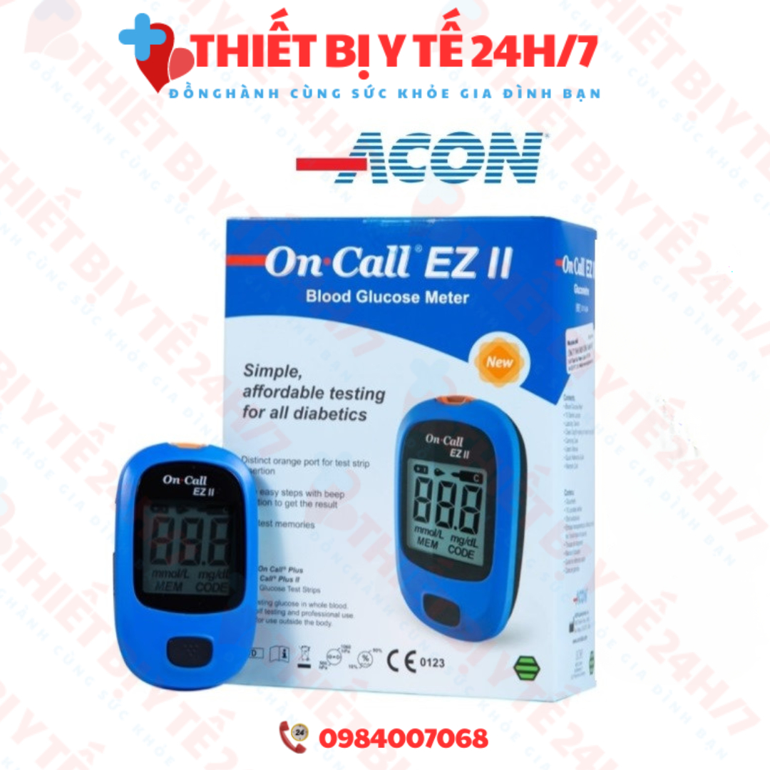 [Bảo Hành Trọn Đời] Máy Đo Đường Huyết On Call® EZ II Kèm Hộp 25 Que Thử Đường Huyết Và 25 Kim Lấy Máu