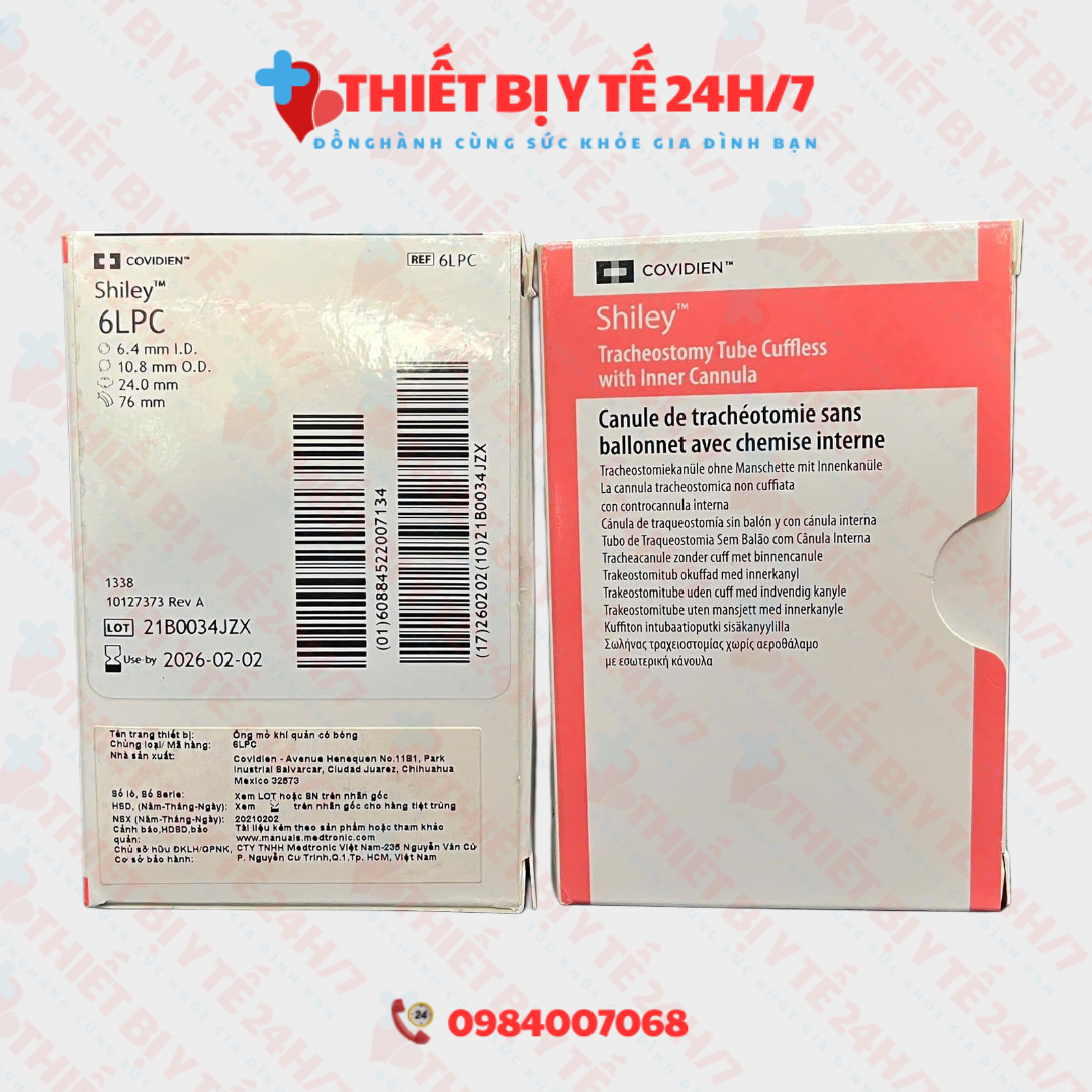 BỘ ĐẶT CANUYN MỞ KHÍ QUẢN 2 NÒNG,CÓ BÓNG CÓ CỬA SỔ CONVIDEN SHILEY 6LPC