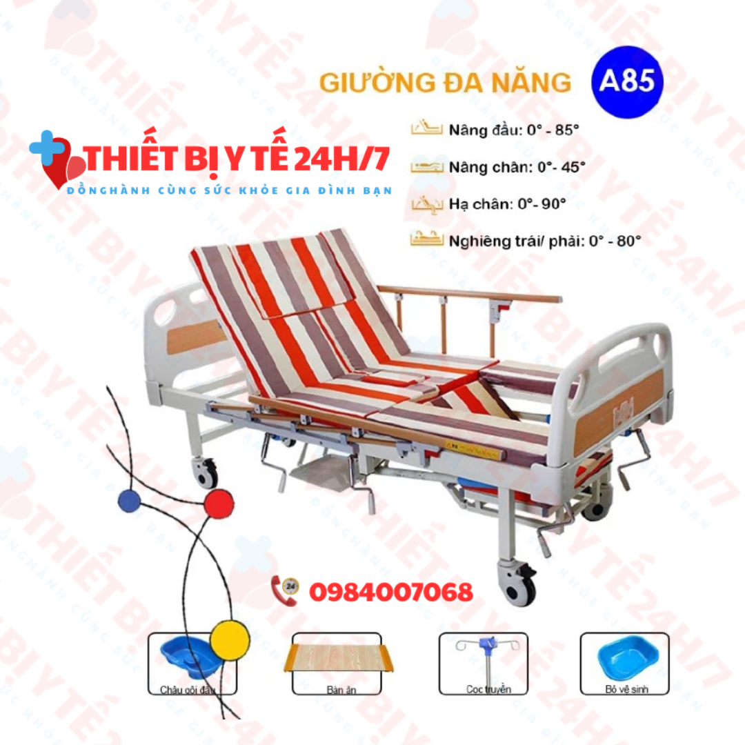 Giường Bệnh Nhân Đa Chức Năng 5 Tay Quay AKIKO A85