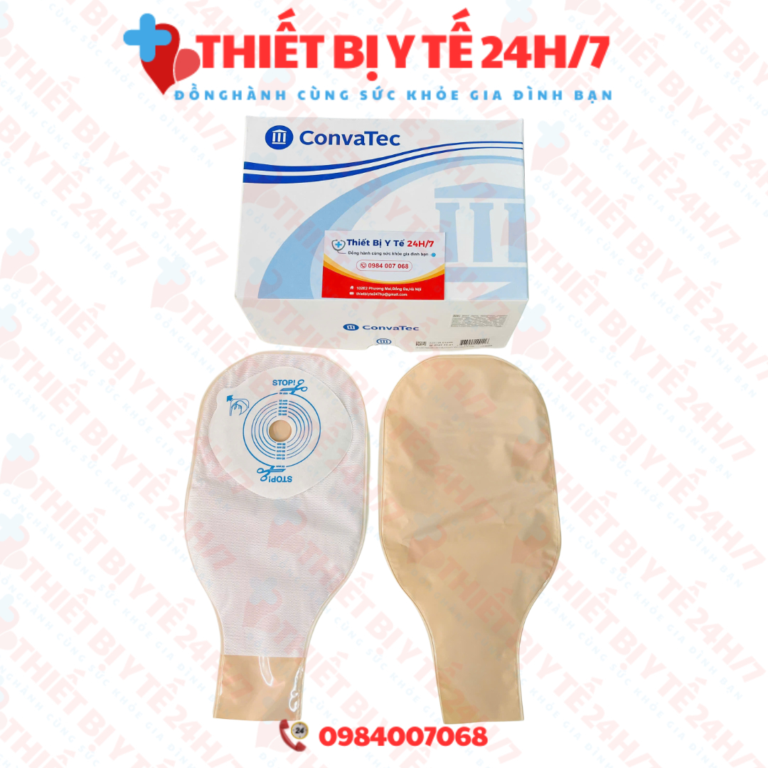 [HÀNG CHÍNH HÃNG] Túi Hậu môn nhân tạo 1 mảnh CONVATEC STOMADRESS PLUS màu trắng trong hoặc nâu đục hộp 30 cái
