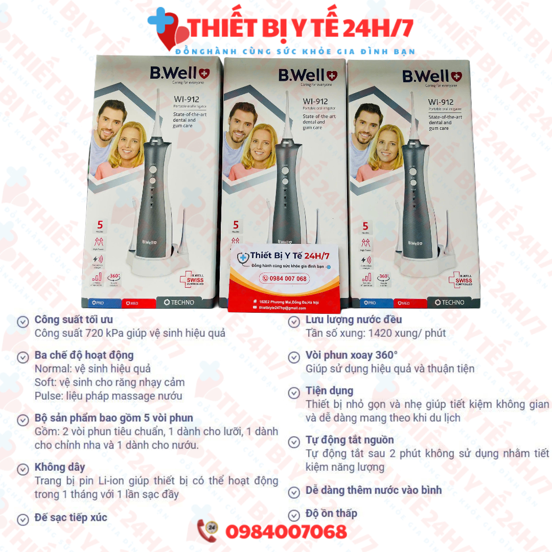 [BẢO HÀNH 2 NĂM] Máy tăm nước B.Well Swiss WI-912