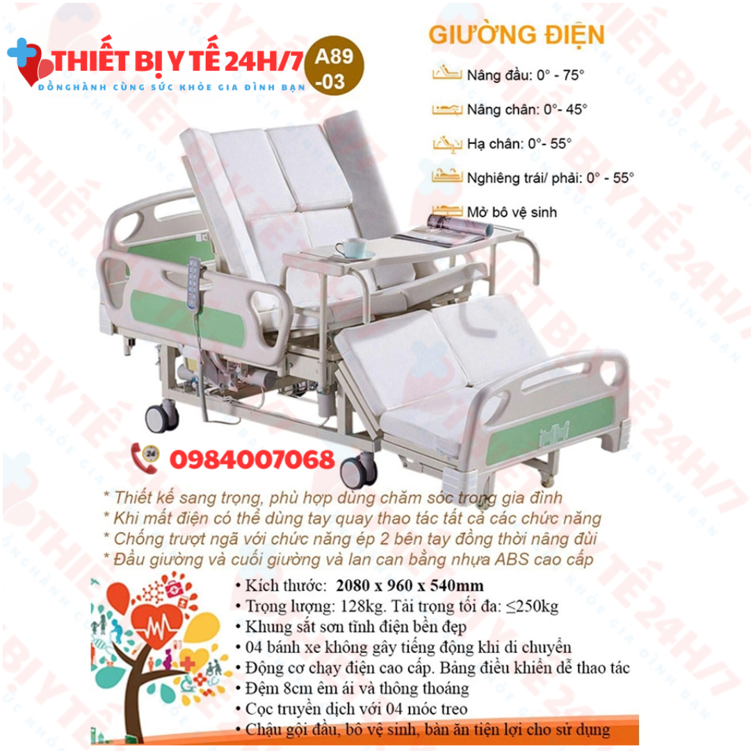 Giường bệnh nhân đa chức năng điều khiển bằng điện Akiko A89-03