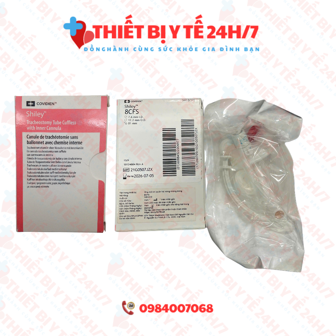 BỘ ĐẶT CANUYN MỞ KHÍ QUẢN 2 NÒNG,KHÔNG BÓNG KHÔNG CỬA SỔ CONVIDEN SHILEY 8CFS