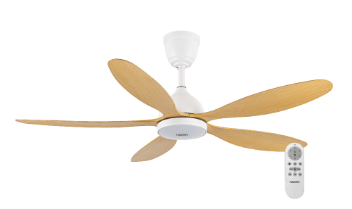 Quạt trần đèn DC 56inch, 5 cánh, động cơ DC 55W, đèn 24W, màu gỗ trắng, HK-QT26WB