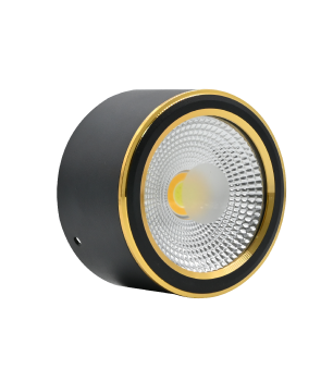 Đèn downlight nổi COB 7W, ánh sáng ấm, màu đen viền gold, size ￠90*H53mm
