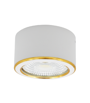 Đèn downlight nổi COB 12W, ánh sáng ấm, màu trắng viền gold, size ￠116*H58mm