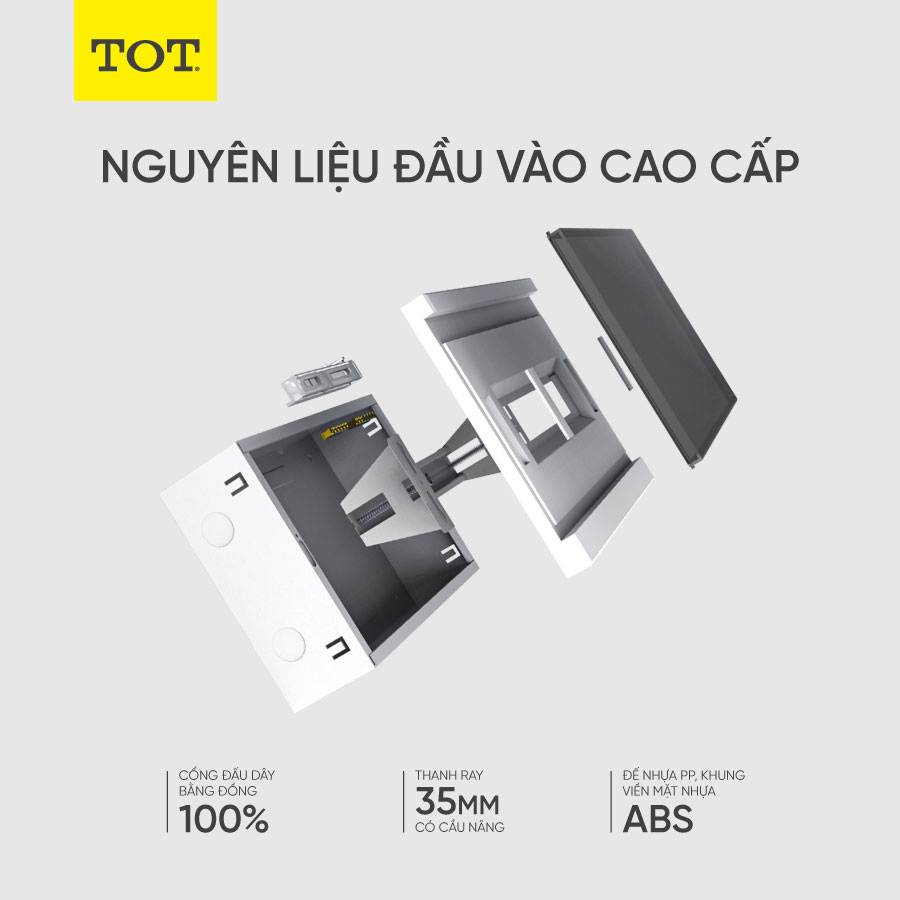 Tủ aptomat âm tường 5-7P, đế nhựa, cửa mở lên