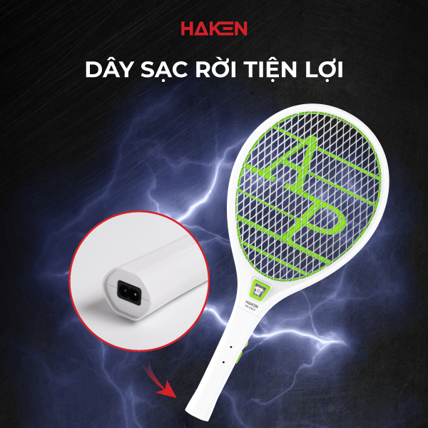 Vợt muỗi màu xanh, pin lead-acid 400mAh, sử dụng dây sạc rời